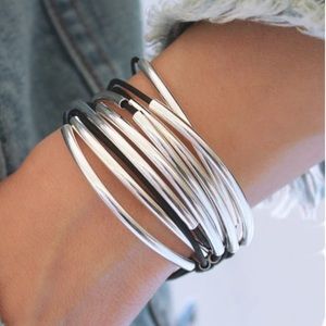 Real Silver 2 in 1 convertible wrap bracelet & necklace leather dual options